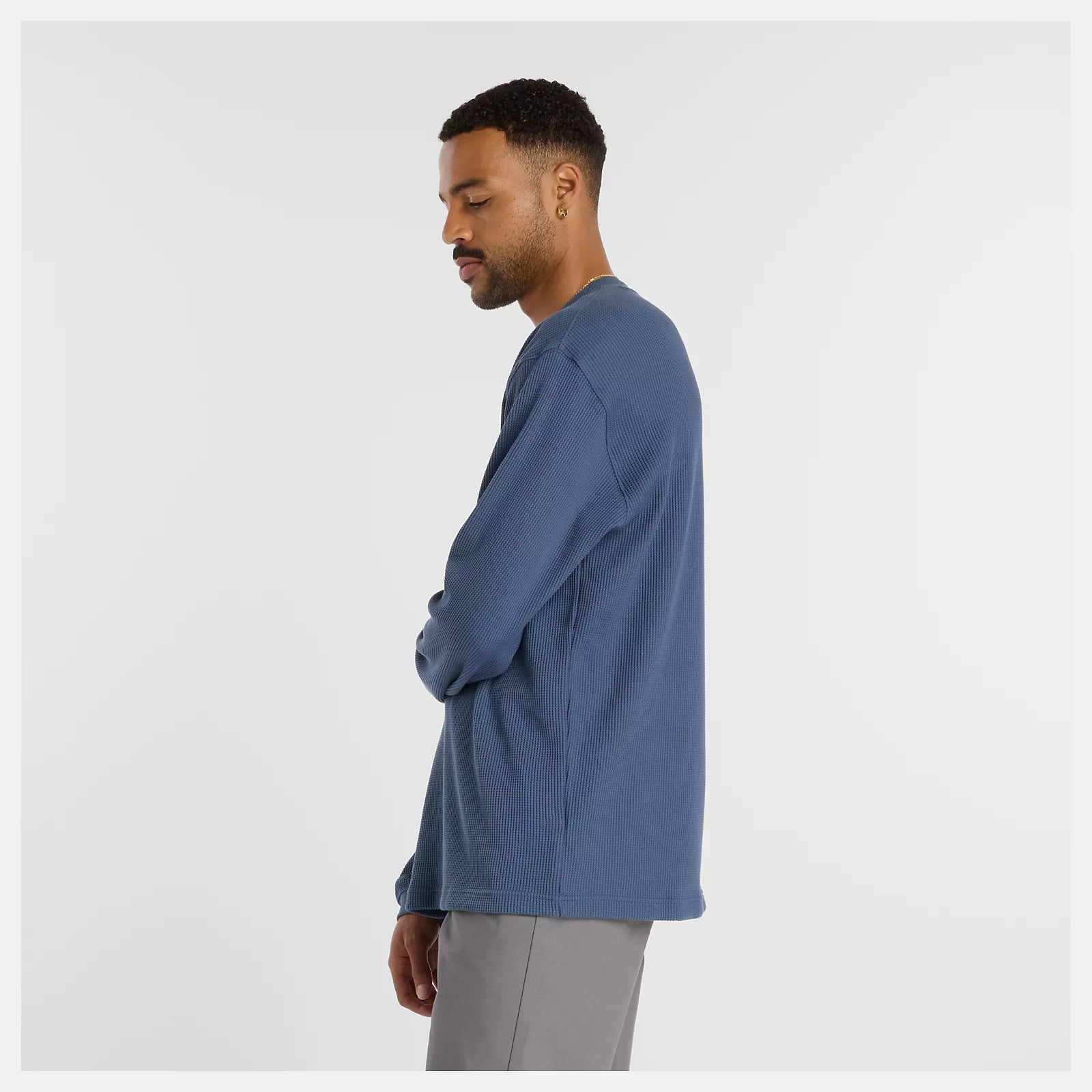 New Balance Numeric Waffle Knit Long Sleeve Henley - Vintage Indigo