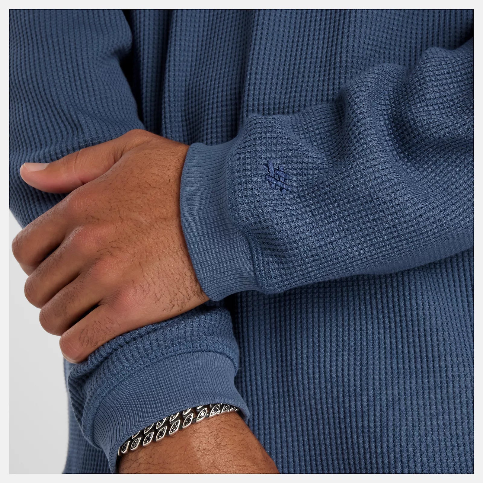 New Balance Numeric Waffle Knit Long Sleeve Henley - Vintage Indigo