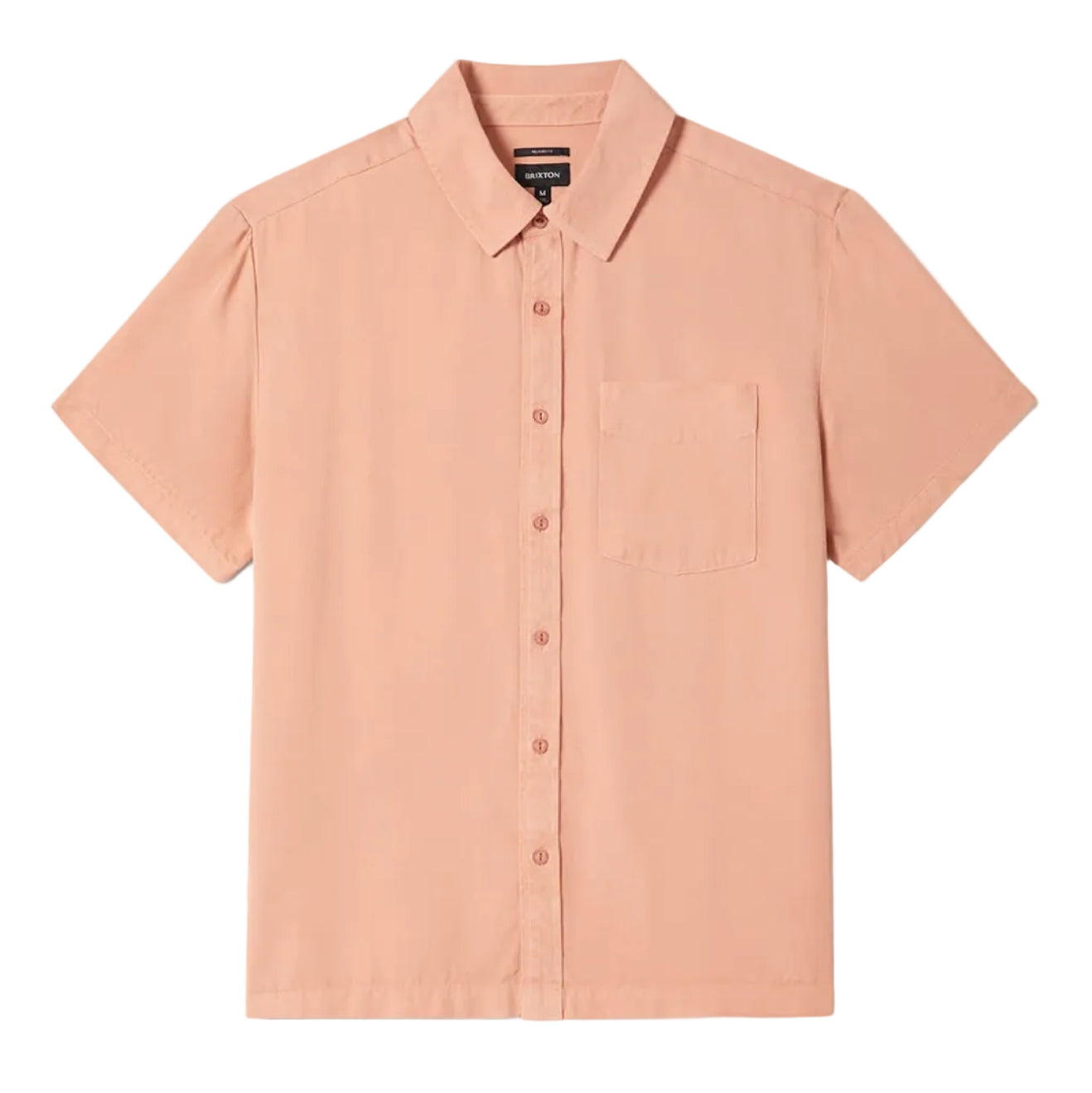 Pink short-sleeve shirt on a white background