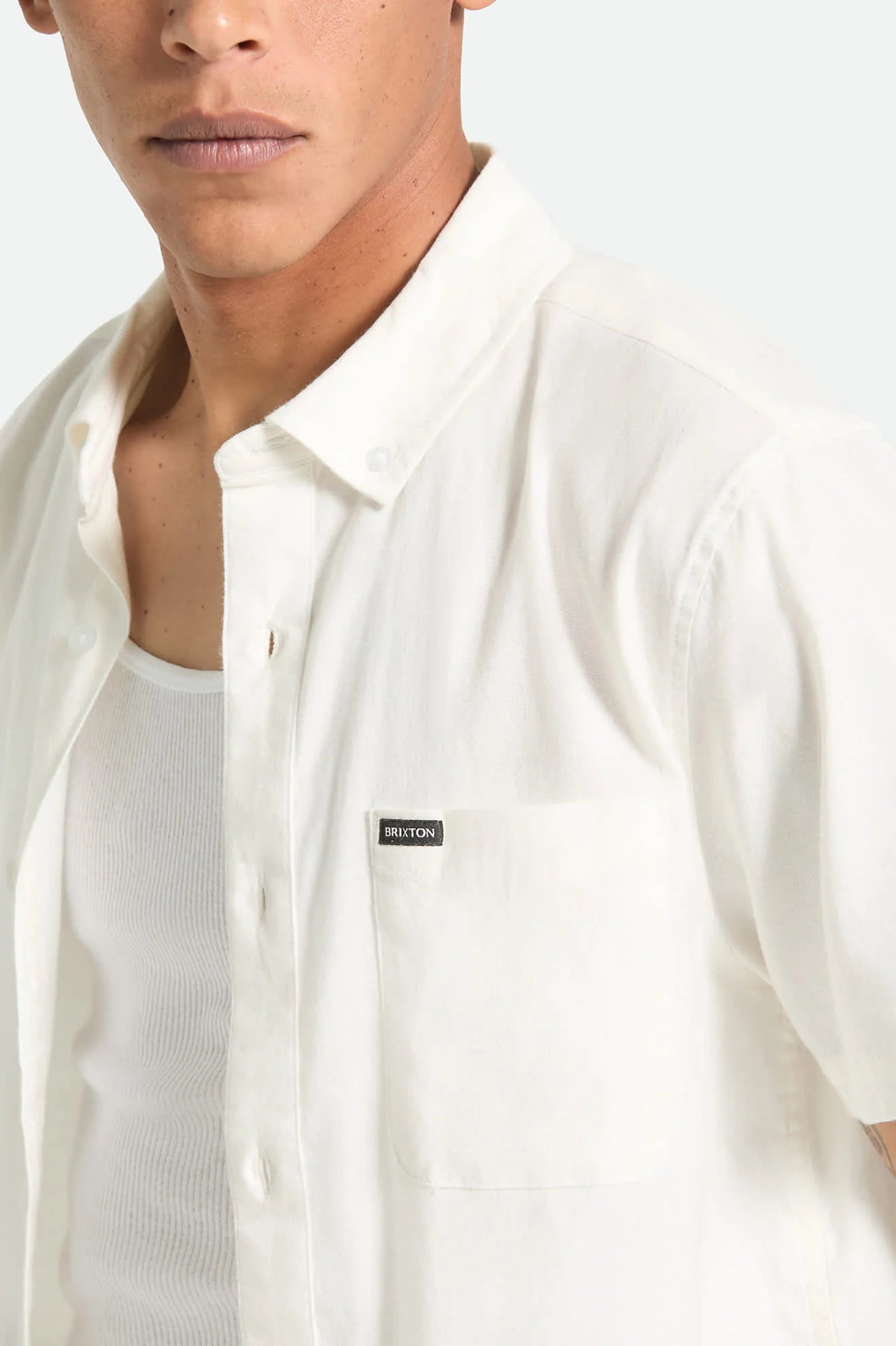 Brixton Sanford Oxford S/S Woven Shirt - Off White