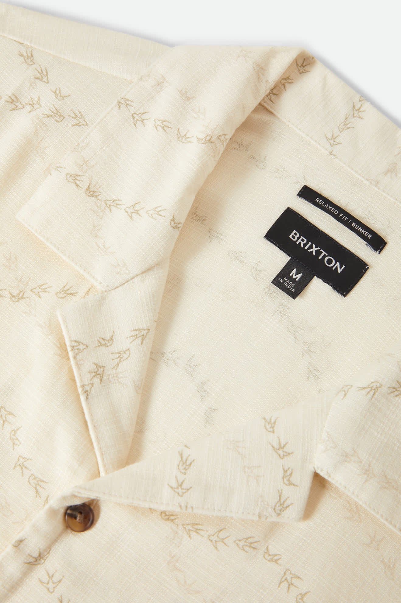 Brixton Bunker Slub S/S Woven Shirt - Whitecap/Black Swallows