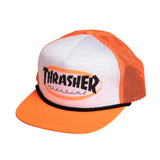 Thrasher Ellipse Mag Logo Rope Trucker Cap - Orange