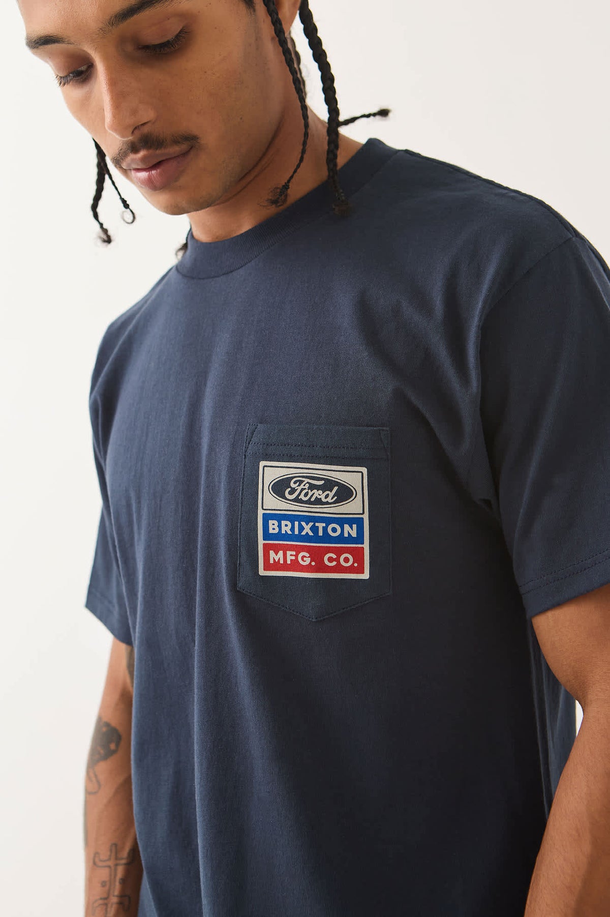 Brixton x Ford Service Dept Pocket Tee - American Navy