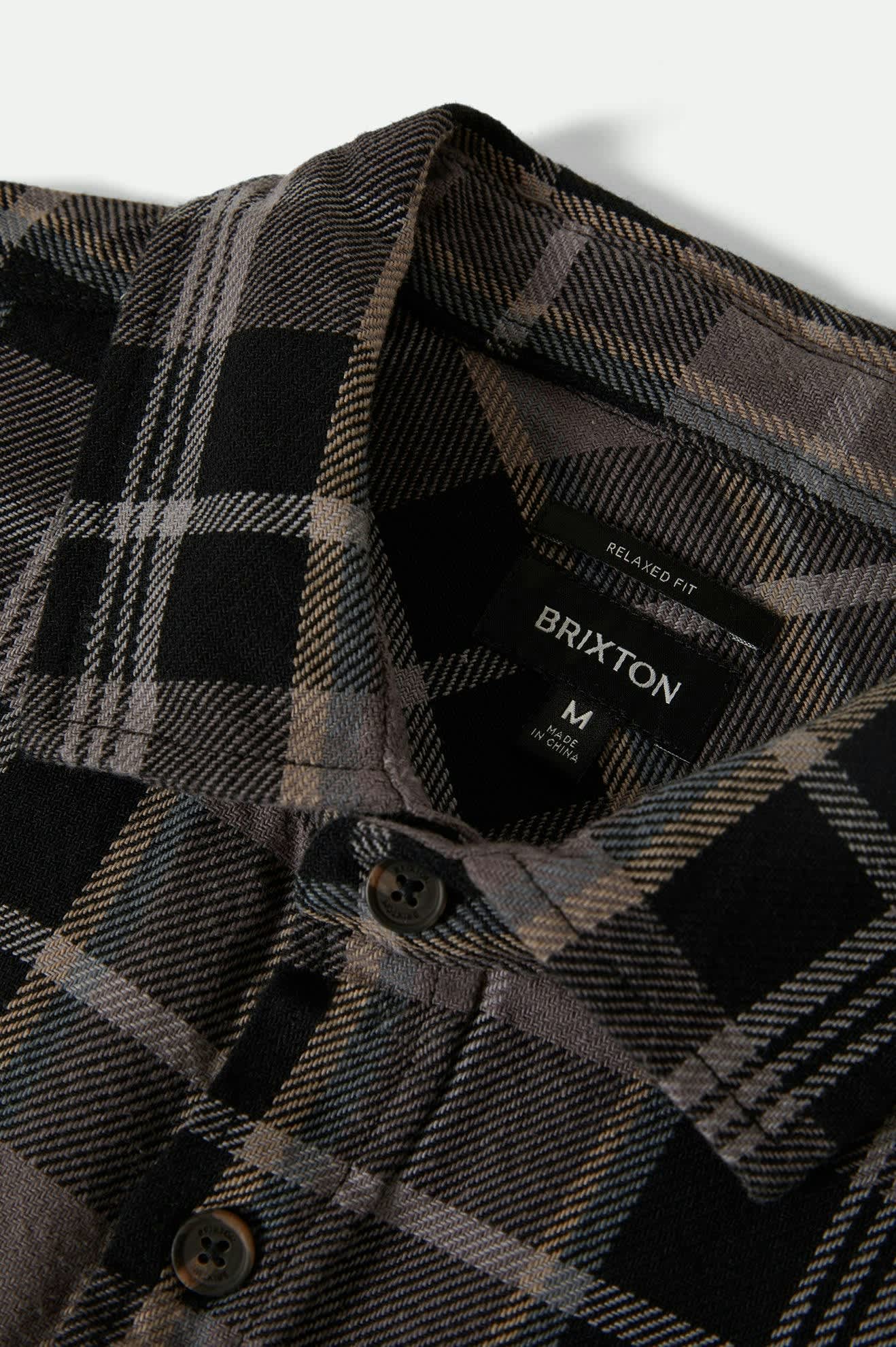 Brixton Vintage Wash Flannel - Black/Charcoal Beige/Slate