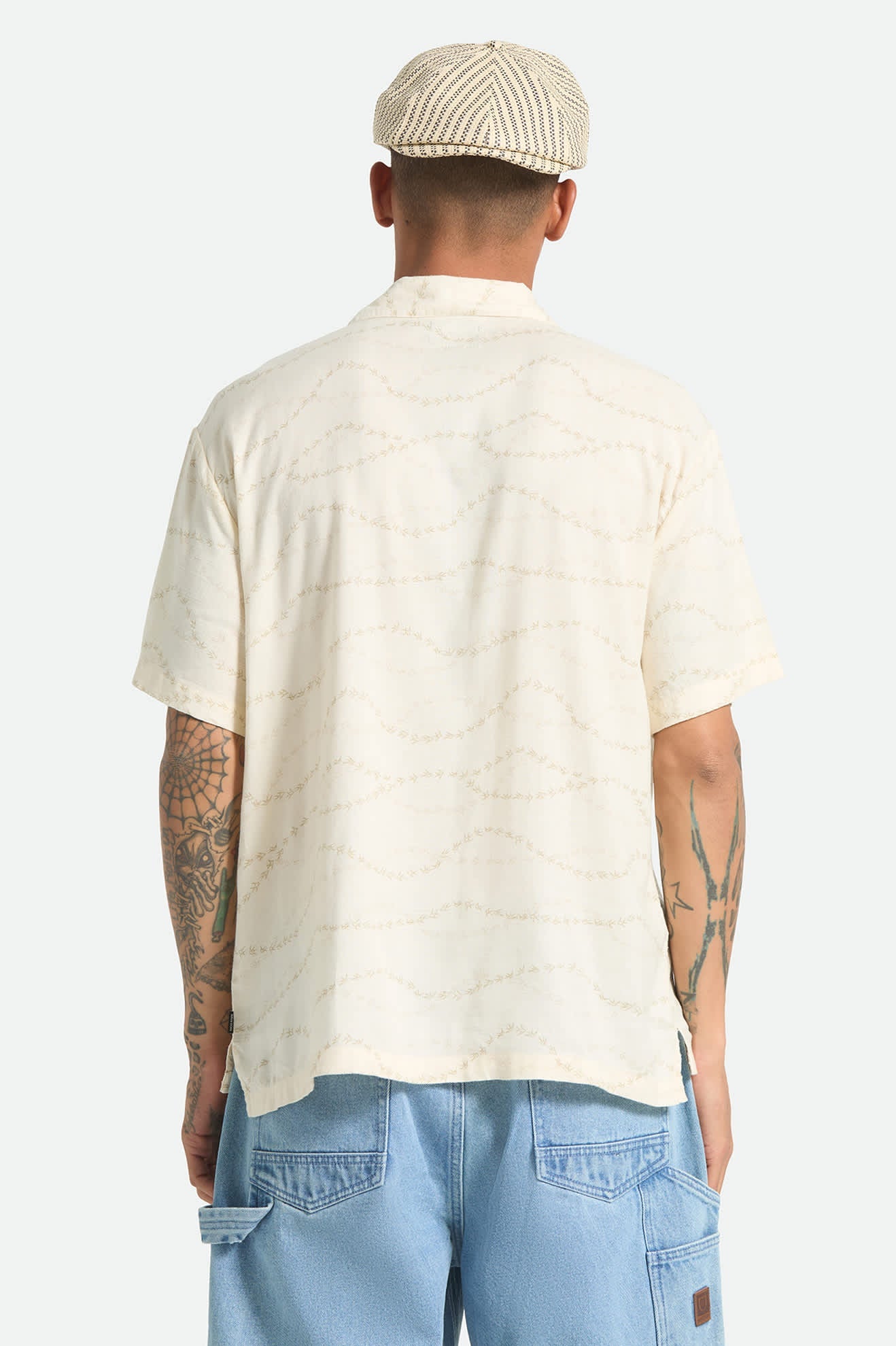 Brixton Bunker Slub S/S Woven Shirt - Whitecap/Black Swallows