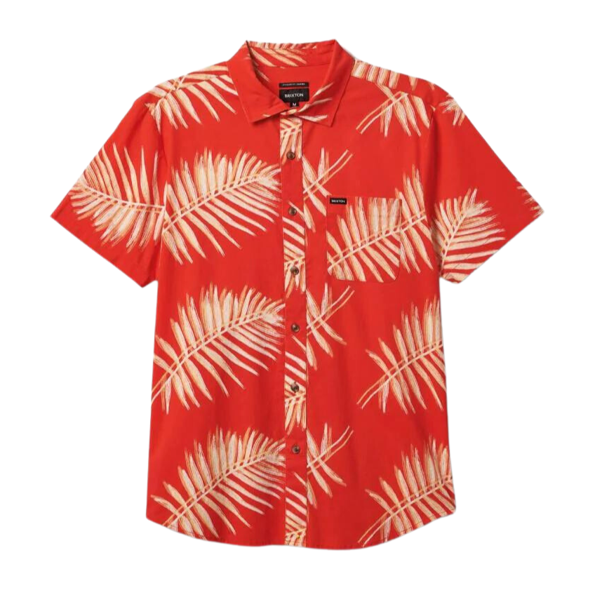 Brixton Charter Print S/S Woven Shirt - Aloha Red/Palm Leaf