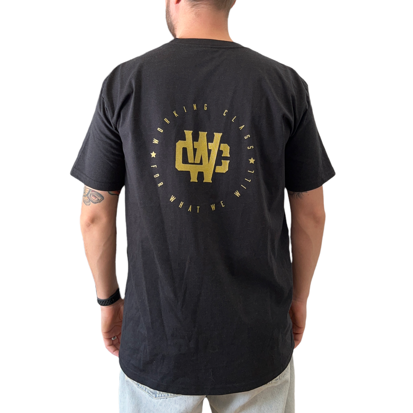 WORKING CLASS MONOGRAM TEE - BLACK HEATHER/METALLIC GOLD