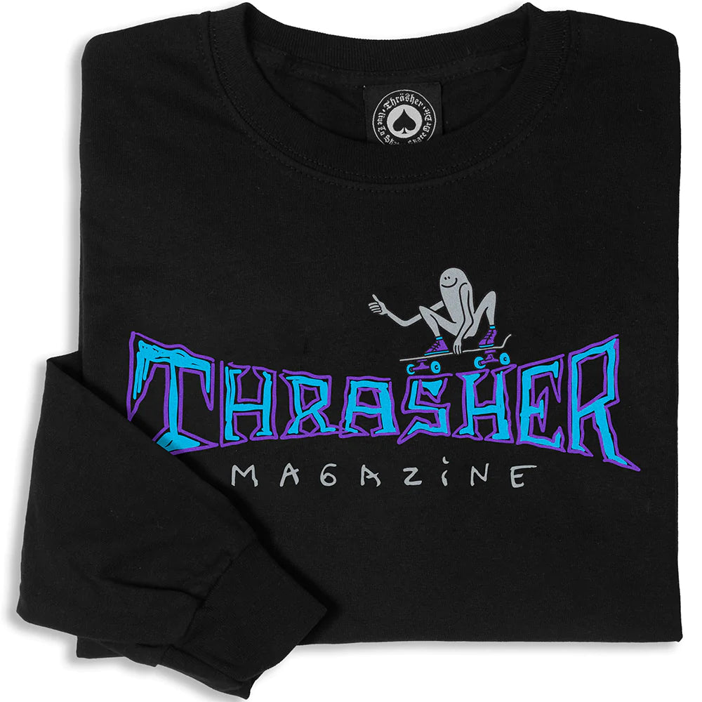 THRASHER GONZ THUMBS UP L/S TEE - BLACK