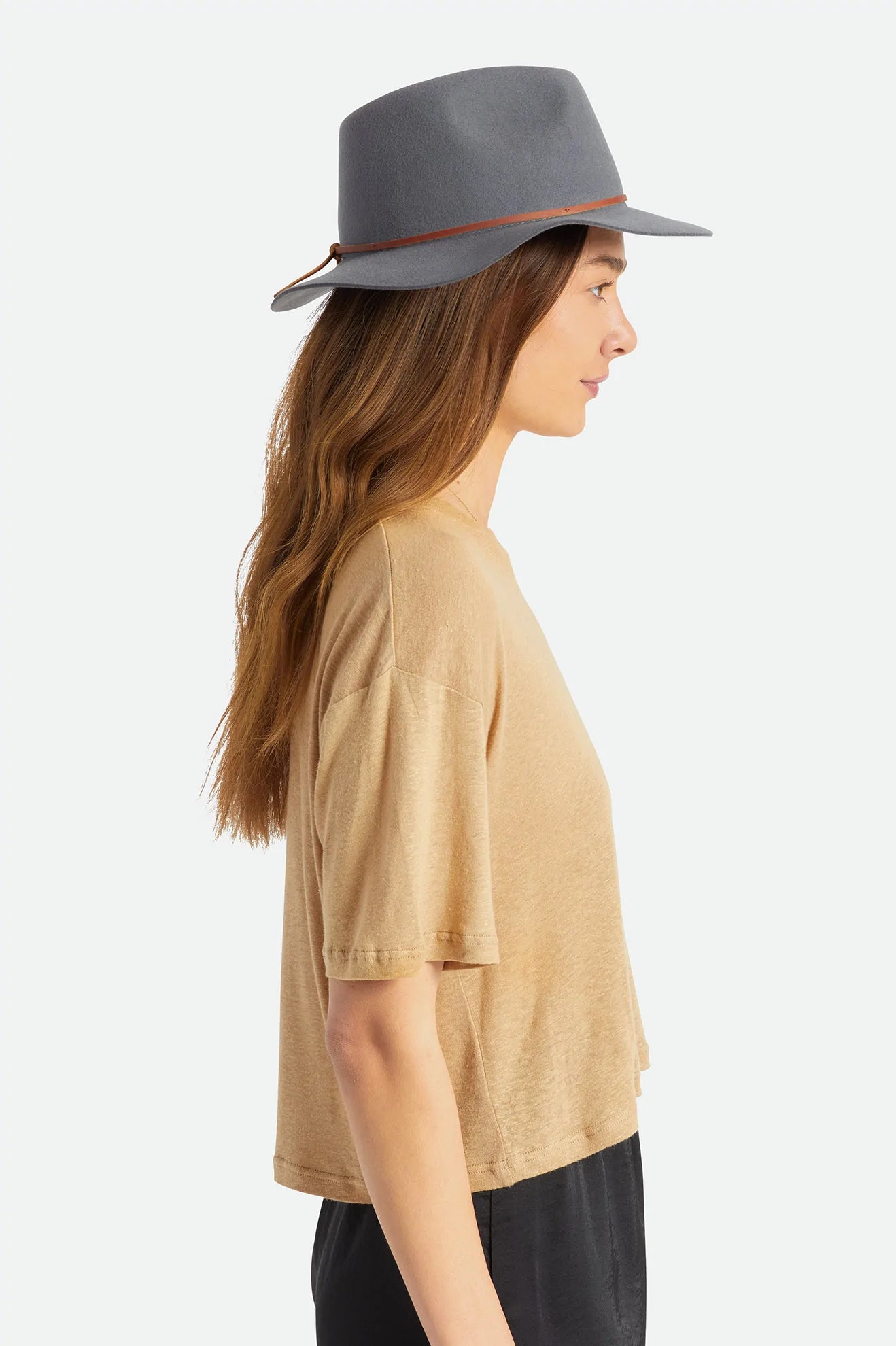 BRIXTON WESLEY FEDORA - PEBBLE - 100% WOOL FELT