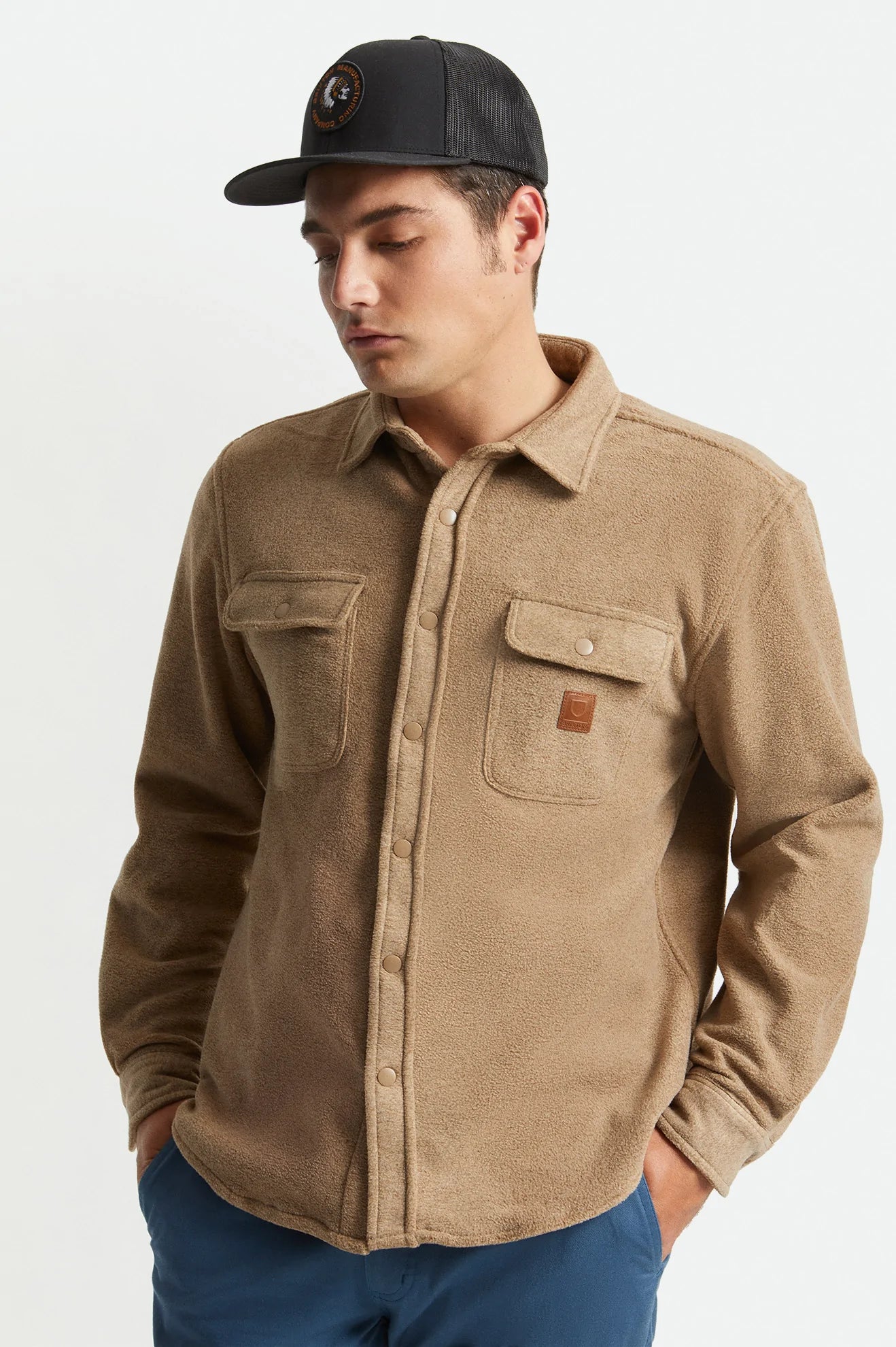 BRIXTON BOWERY L/S ARCTIC STRETCH FLEECE - OATMEAL