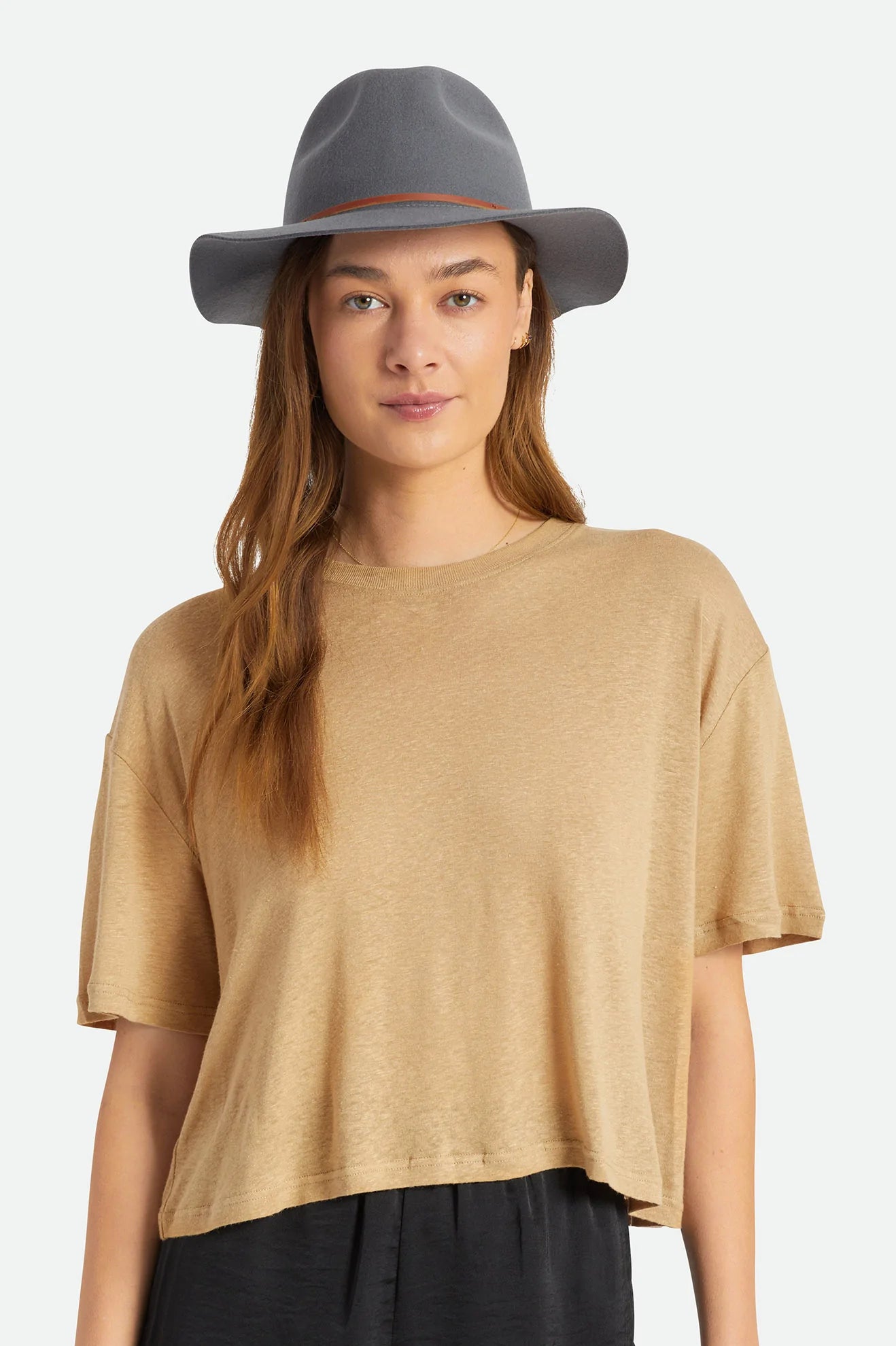BRIXTON WESLEY FEDORA - PEBBLE - 100% WOOL FELT