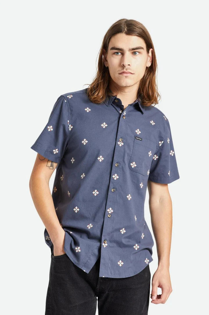 BRIXTON CHARTER PRINT S/S WVN - OMBRE BLUE BANDANA FLORAL