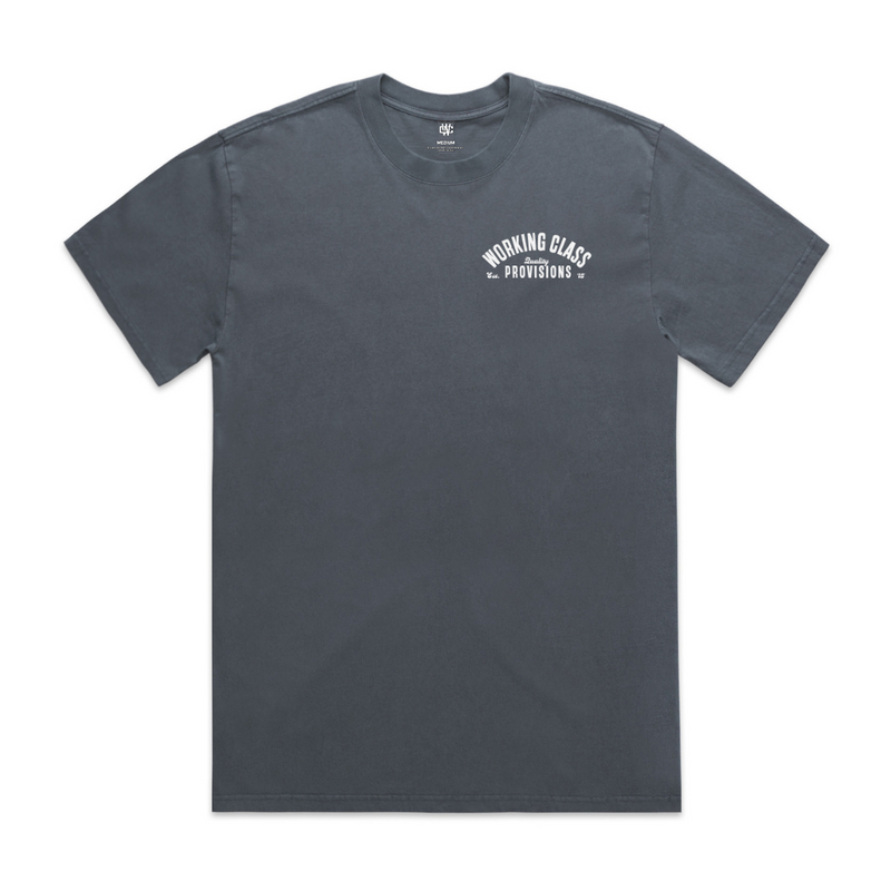 Working Class Heavy Provisions Tee - Faded Indigo/White