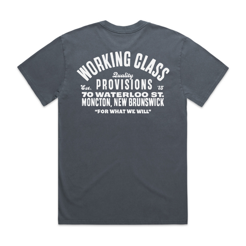 Working Class Heavy Provisions Tee - Faded Indigo/White