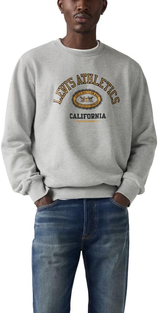Levi's Standard Fit Graphic Crewneck Sweatshirt - Crew Rain Drum - Brown