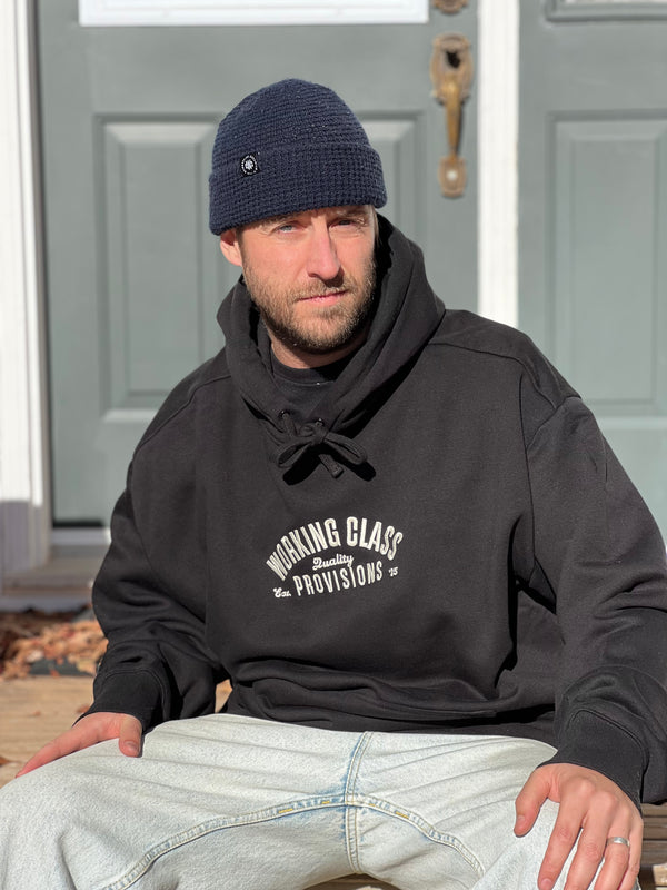 Working Class Heavy Provisions Embroidered Hood - Black/Cream