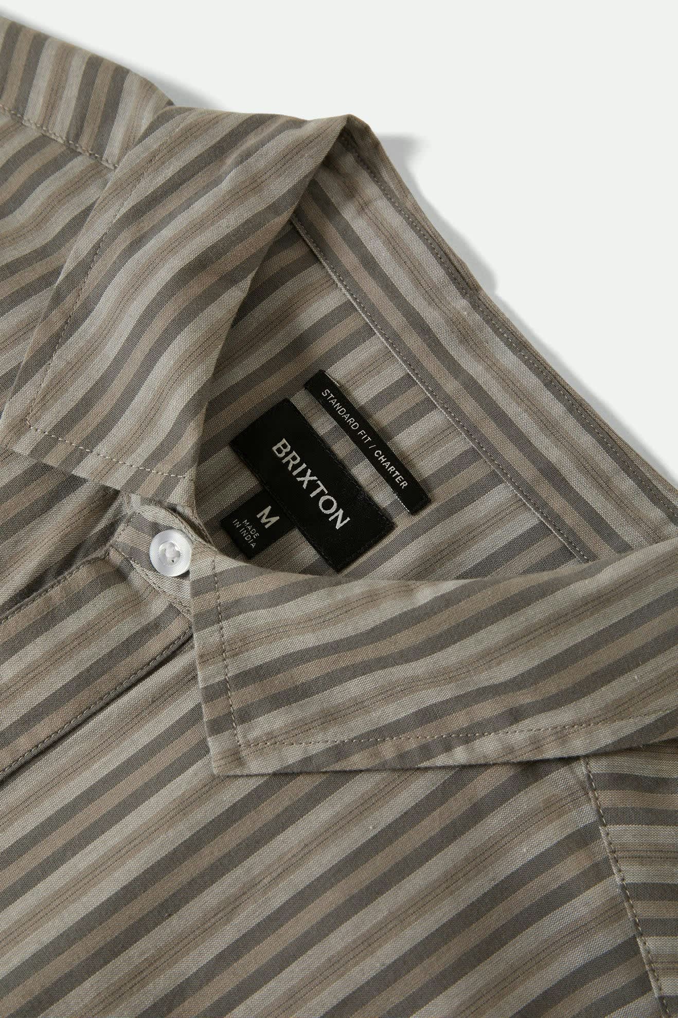 Charter Stripe S/S Woven Shirt - Charcoal Grey