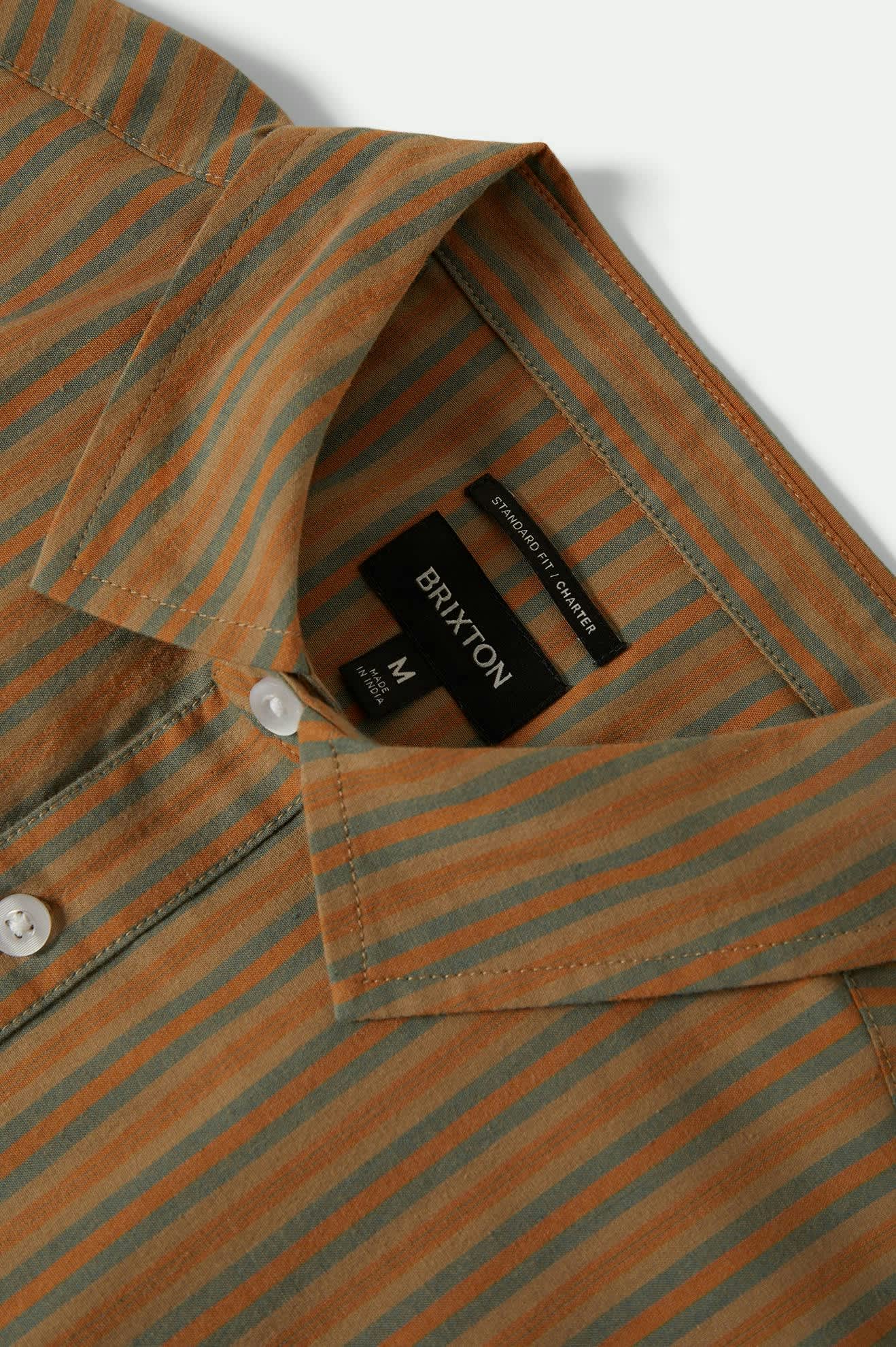Charter Stripe S/S Woven Shirt - Rustic Caramel/Light Sage
