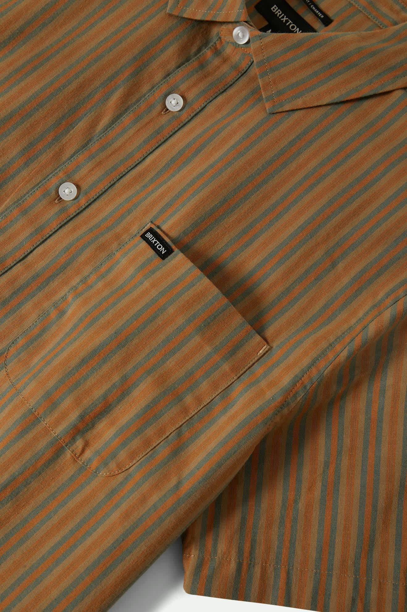 Charter Stripe S/S Woven Shirt - Rustic Caramel/Light Sage