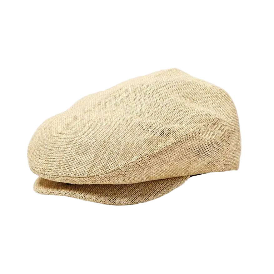 Beige flat cap on a white background