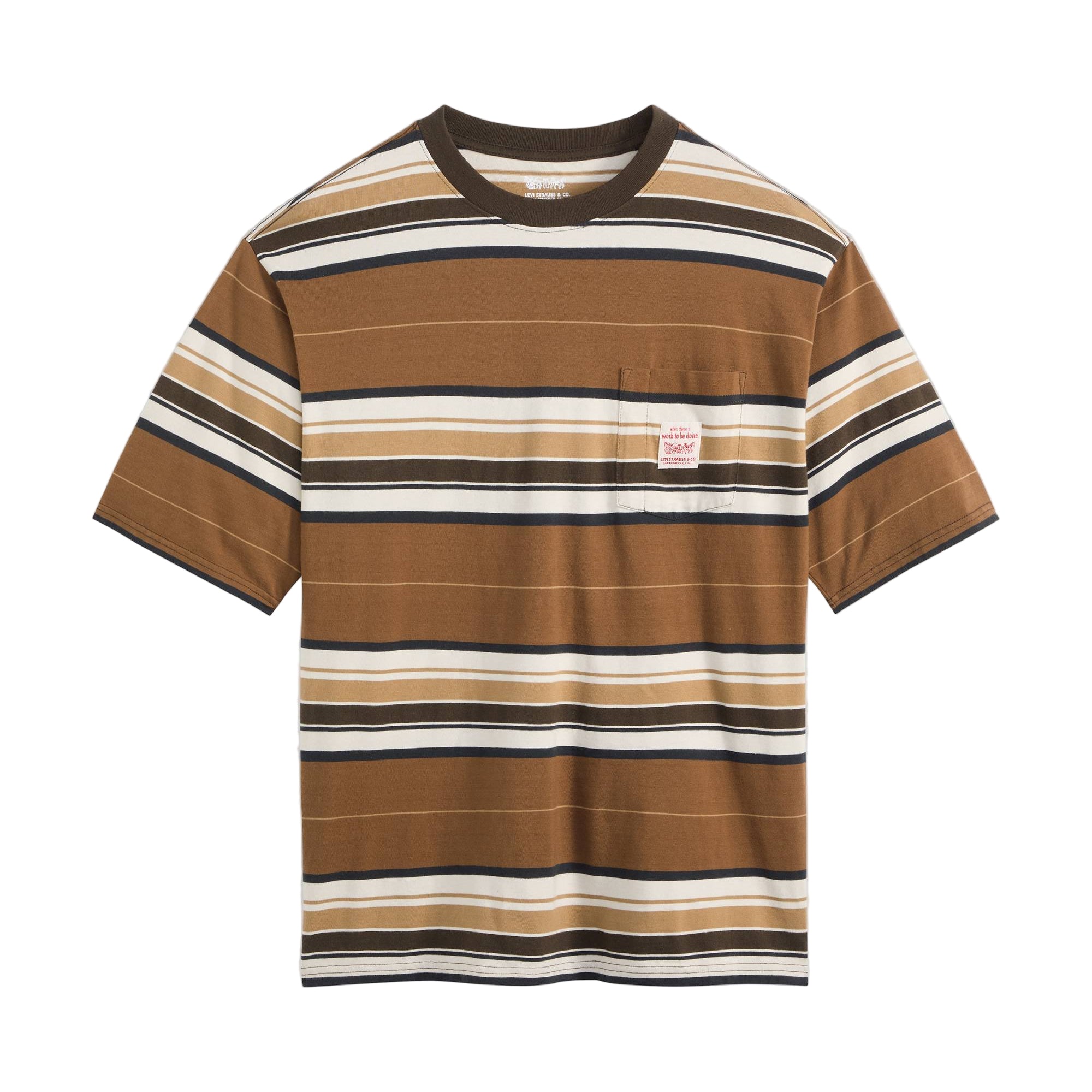Levi's Short-sleeve Workwear T-shirt - Wild Frontier Printed Stripe Partridge - Brown