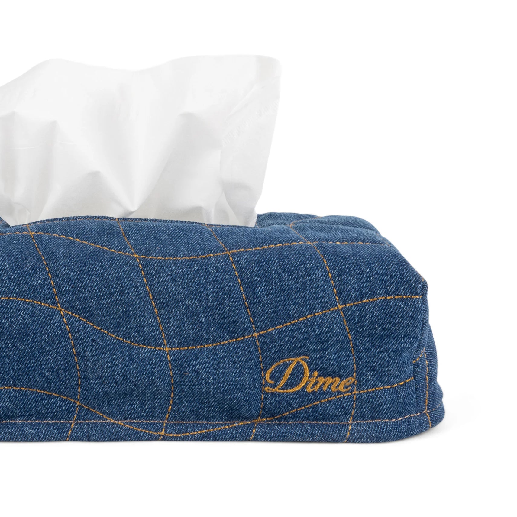 Dime Quilted Tissue Box Cover - Indigo