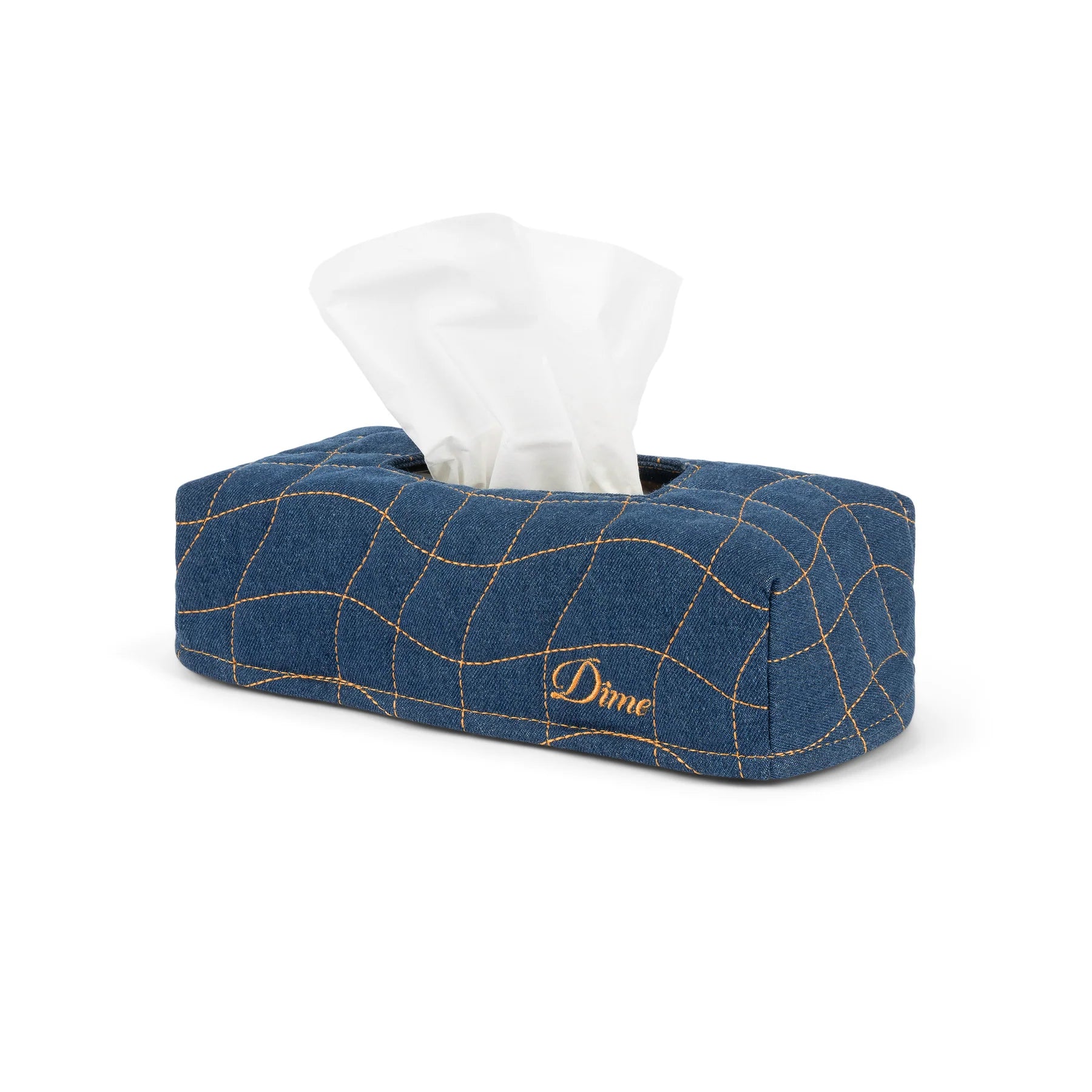 Dime Quilted Tissue Box Cover - Indigo