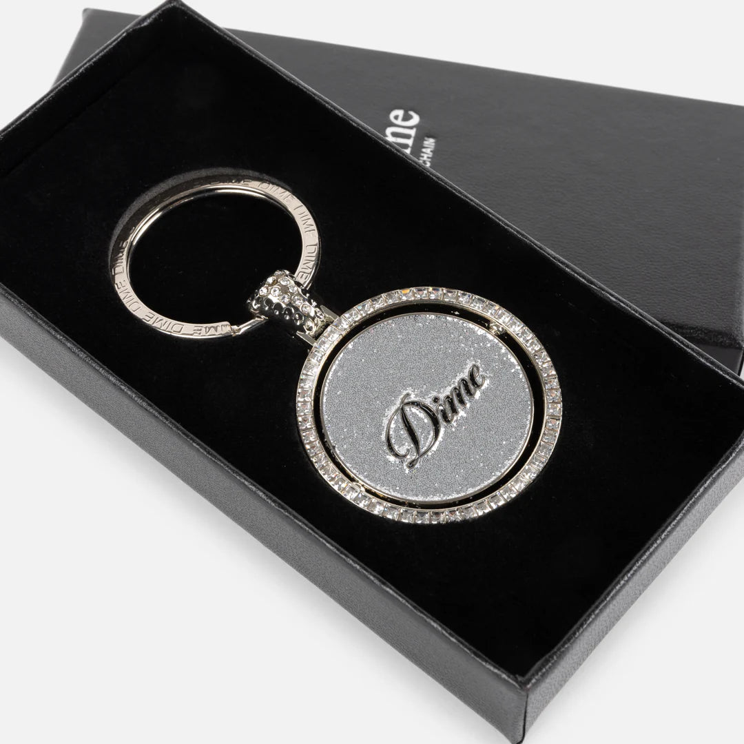 Dime Iced Out Keychain - Silver