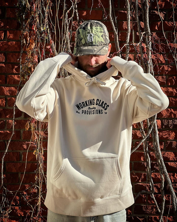 Working Class Heavy Provisions Embroidered Hood - Cream/Black