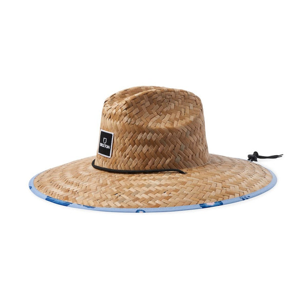 BRIXTON ALPHA SQUARE SUN HAT - TAN/DUSTY BLUE