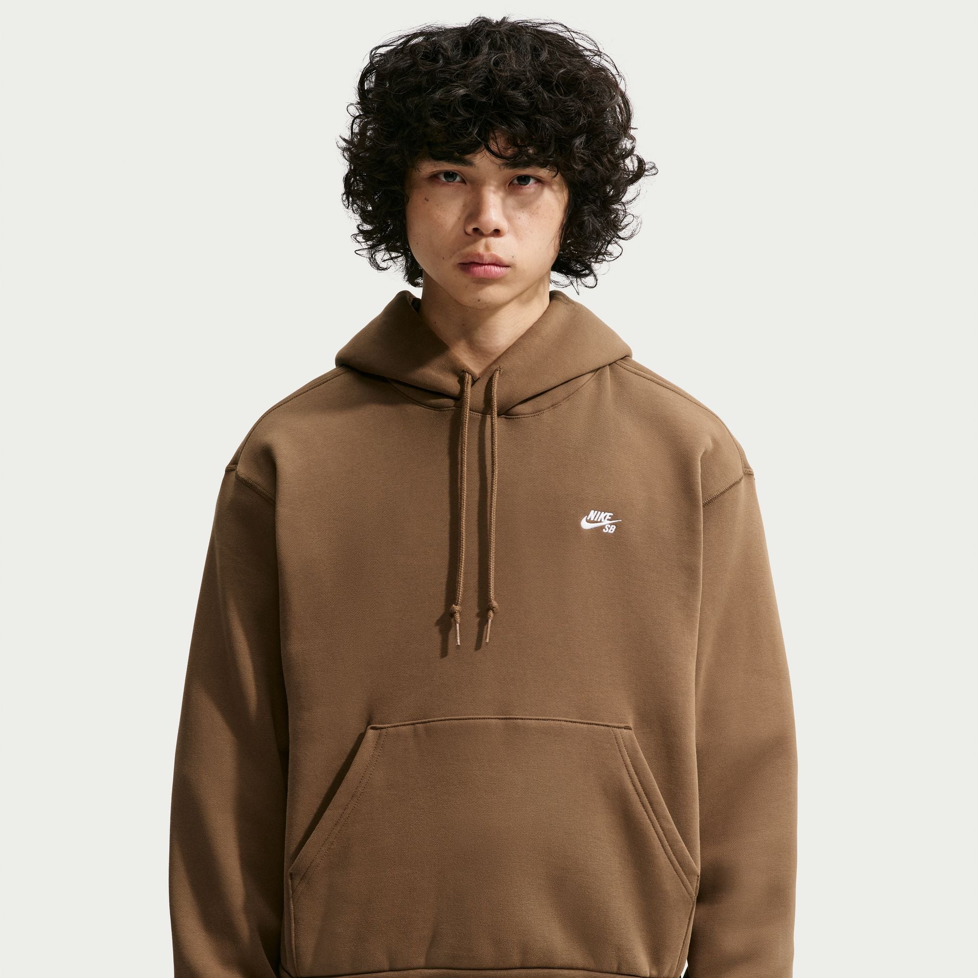 Nike SB Fleece Pullover Skate Hoodie - MOSSWOOD BROWN/WHITE