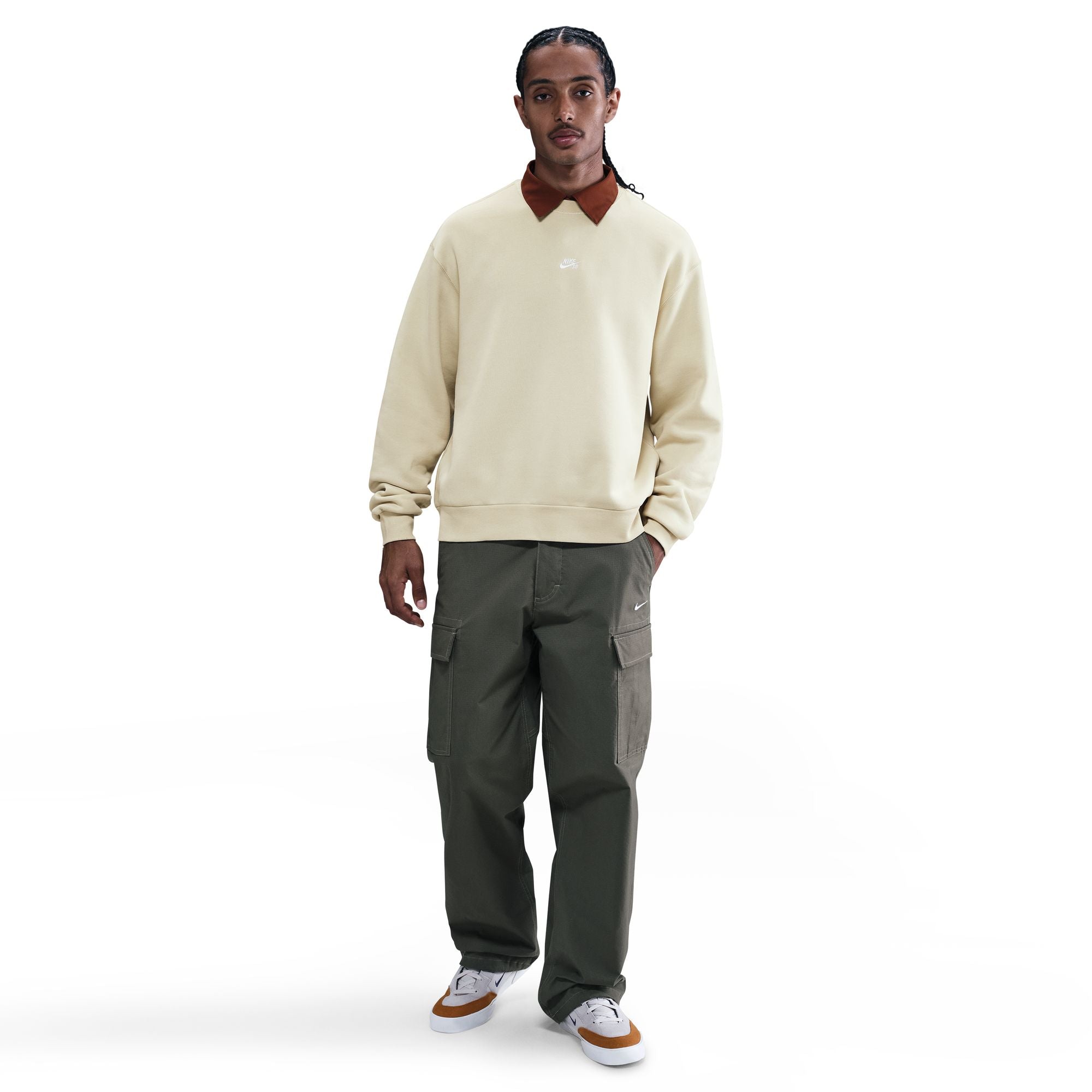 Nike SB Fleece Skate Crew - Lt. Khaki/White