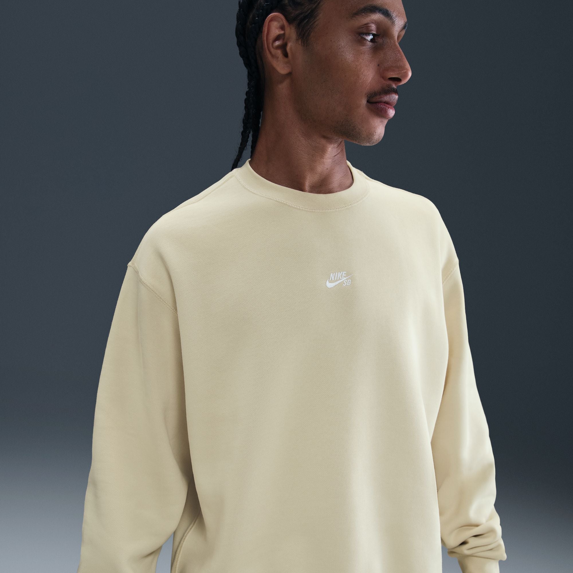 Nike SB Fleece Skate Crew - Lt. Khaki/White
