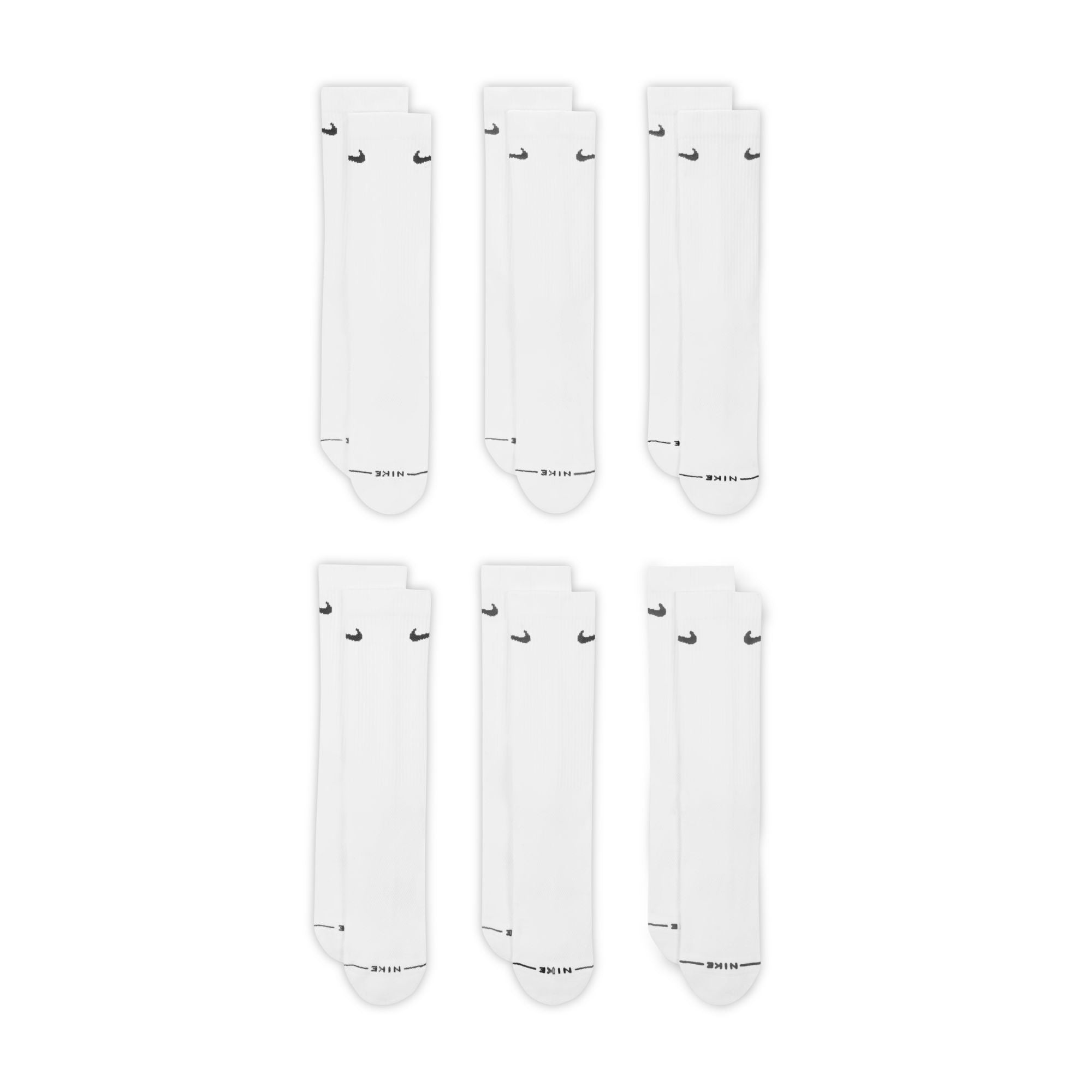 NIKE EVERYDAY ELEVATED CREW SOCK - WHITE (6 PACK)