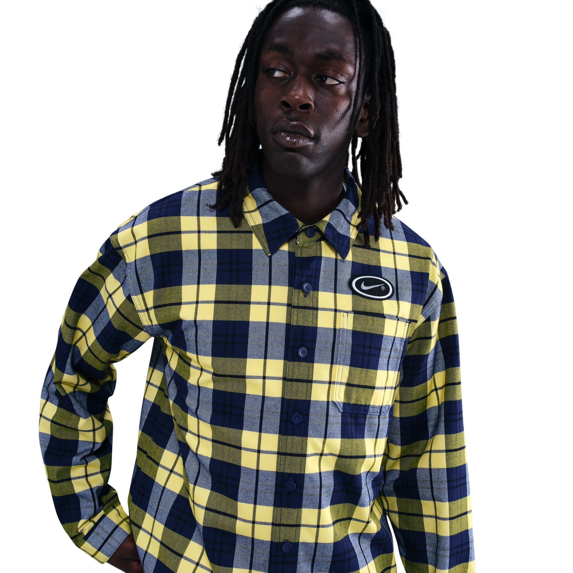 Nike SB Flannel LS Button Up Koston - Midnight Navy Speed Yellow