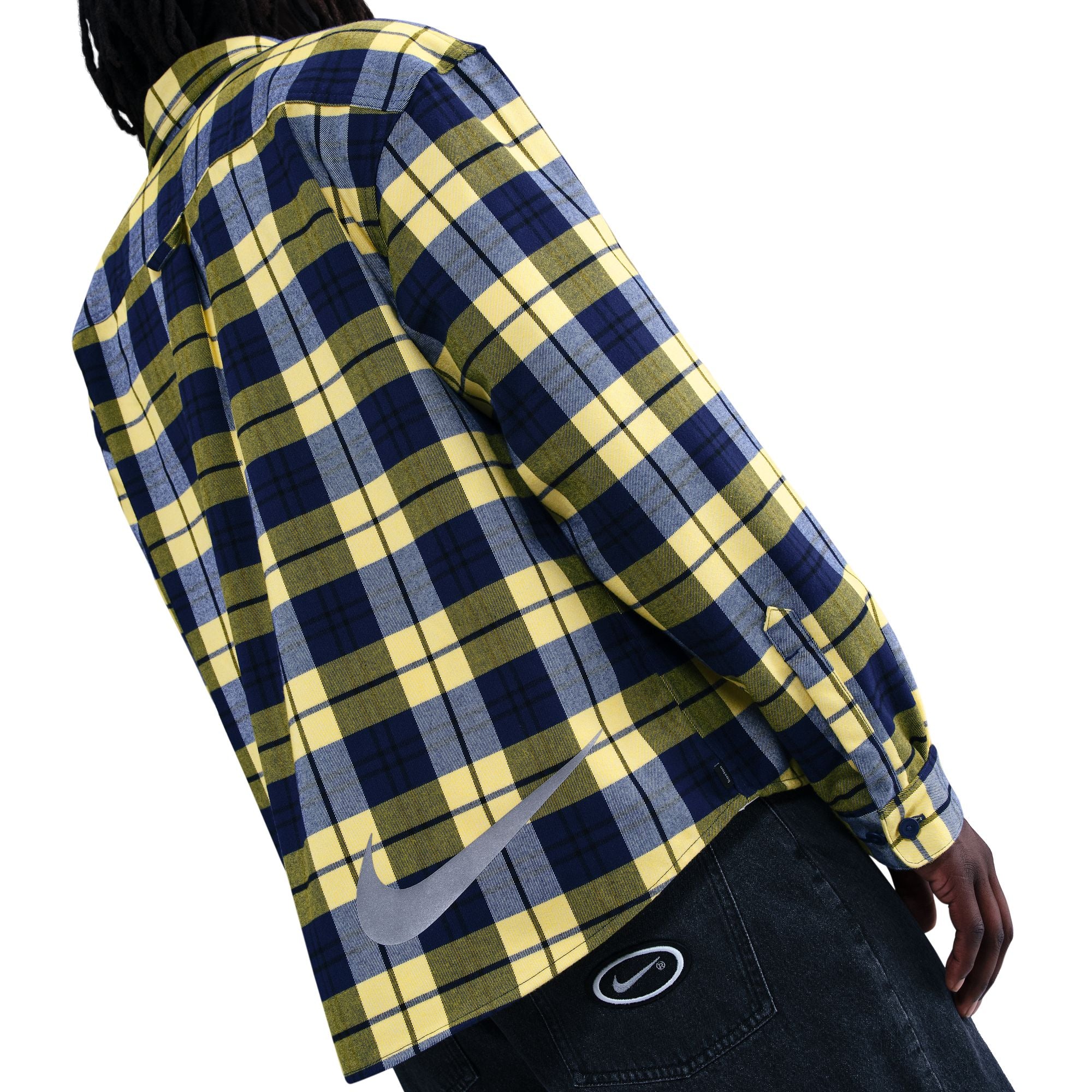 Nike SB Flannel LS Button Up Koston - Midnight Navy Speed Yellow
