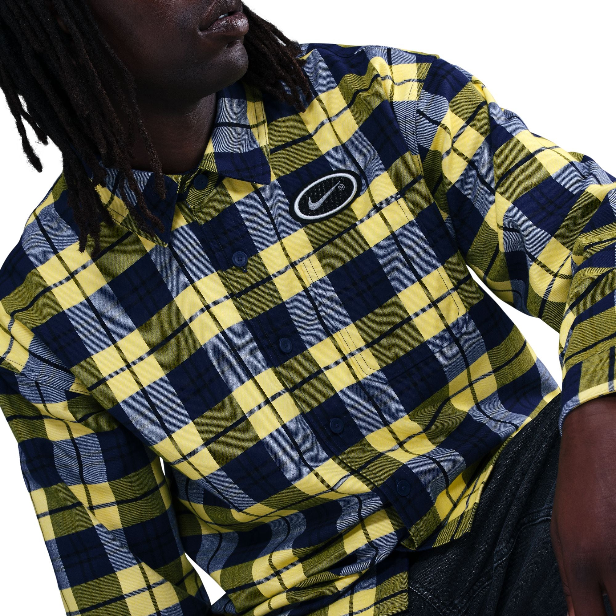Nike SB Flannel LS Button Up Koston - Midnight Navy Speed Yellow