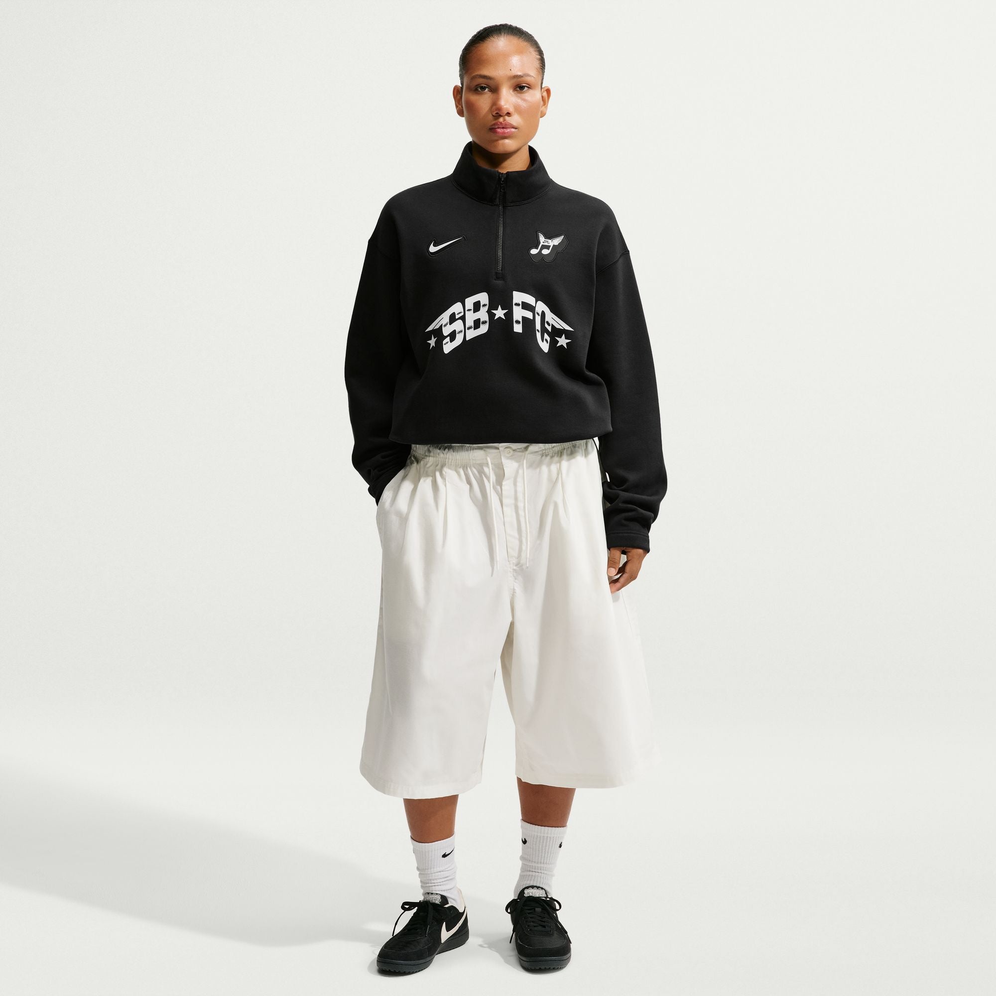 Nike SB Skate 1/2-Zip Fleece Crew-Neck Sweatshirt - Black