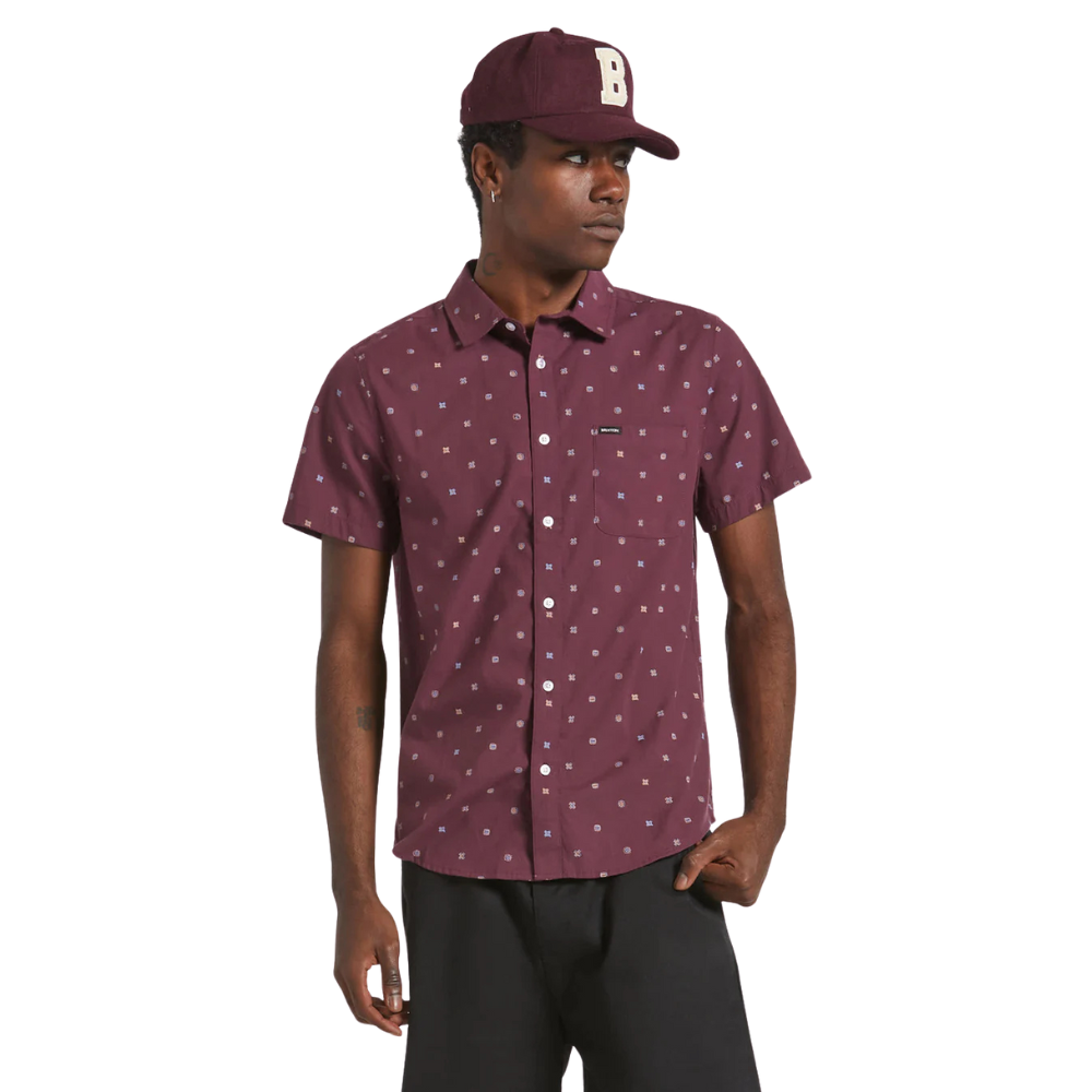 Charter Print S/S Woven Shirt - Port/Micro Geo
