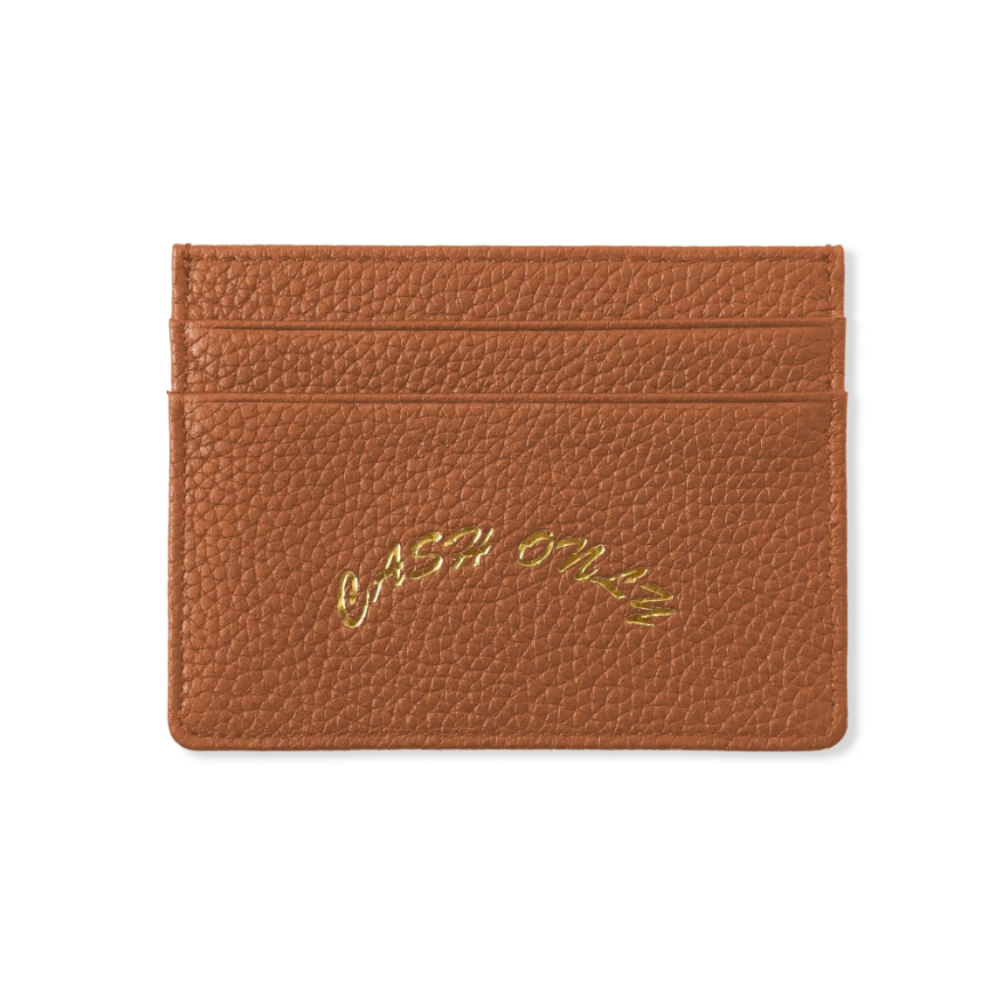 Cash Only Leather Cardholder - Tan