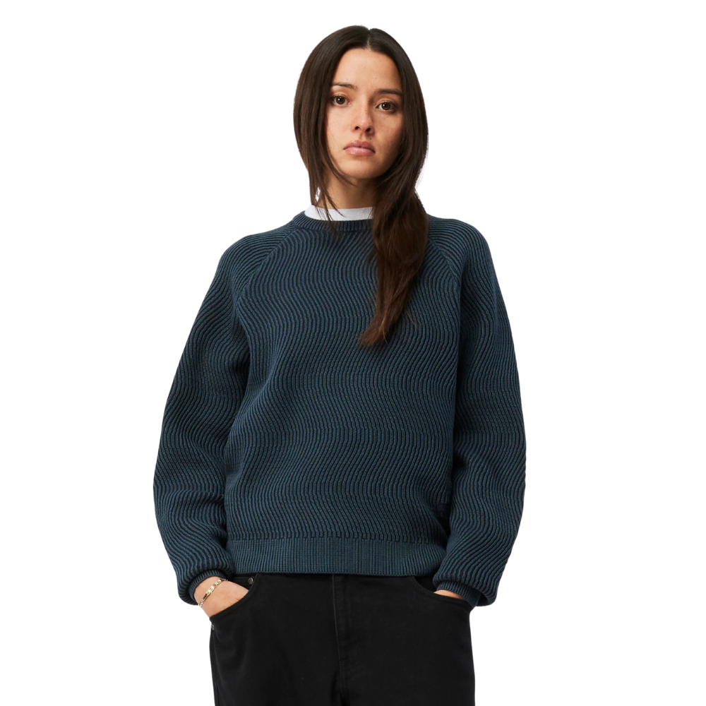 Dime Wave Knit Sweater - Navy