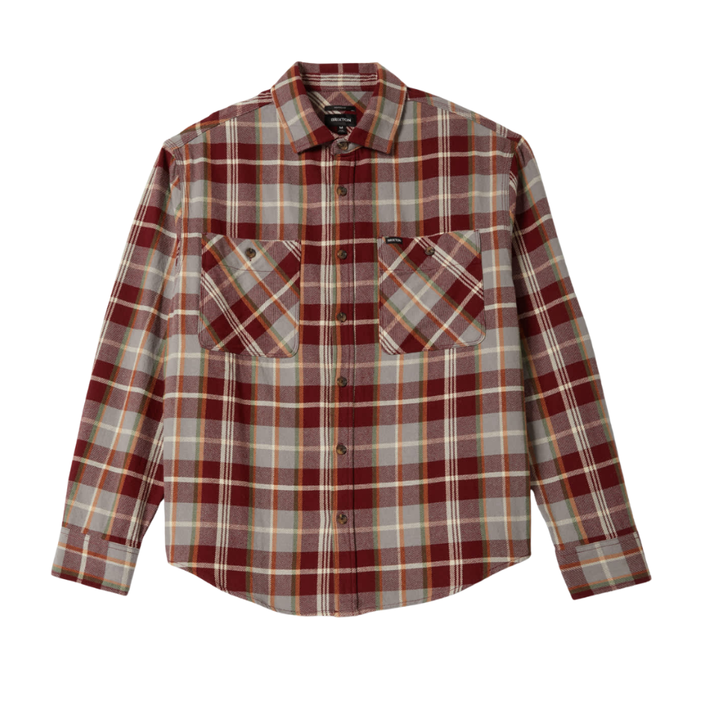 Brixton Vintage Wash Flannel - Maroon Red/Beige/Green