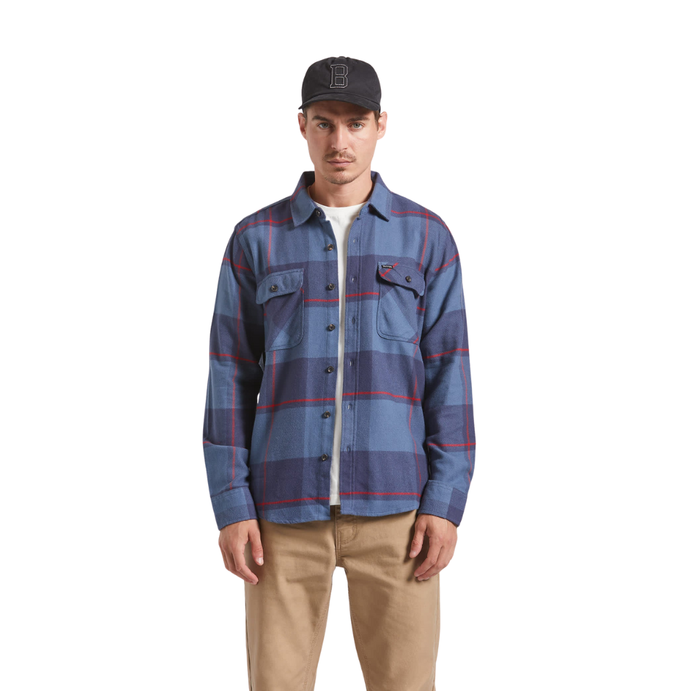 Brixton Bowery Flannel - Bering Sea/Mood Indigo