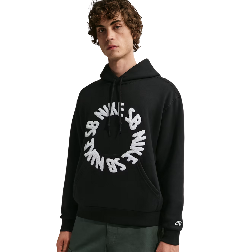 Nike SB Fleece Pullover Chenille Patch Hoodie - Black/White