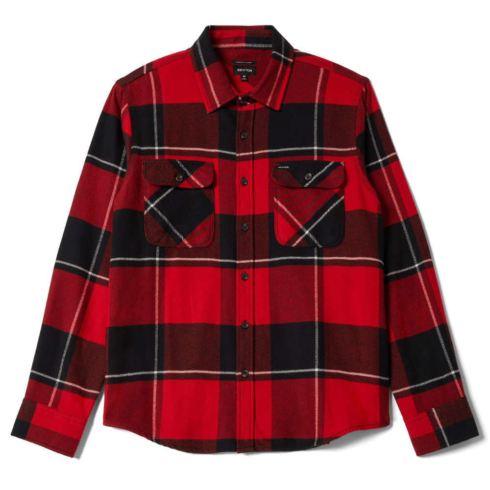 Brixton Bowery Flannel - Black/Adrenaline Rush/Off White