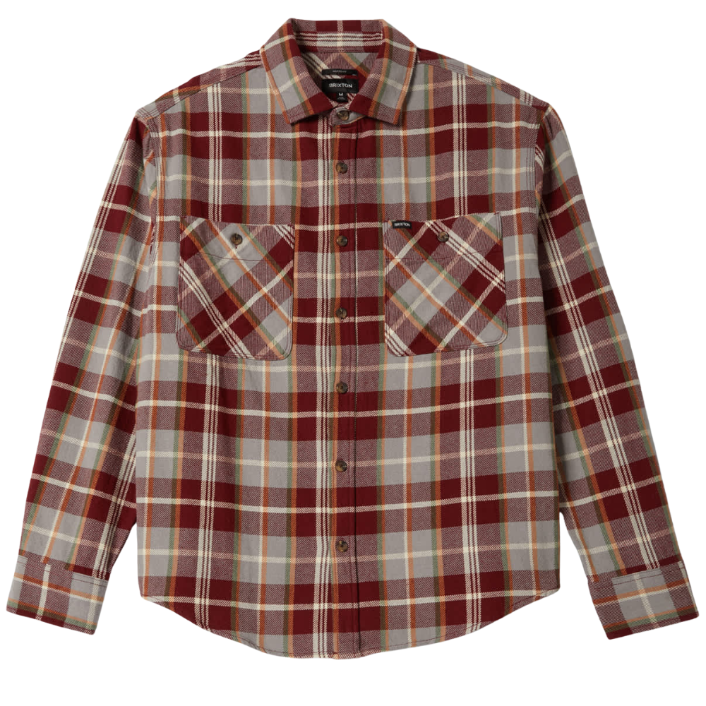 Brixton Vintage Wash Flannel - Maroon Red/Beige/Green