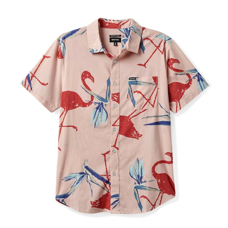 Brixton CHARTER CHARTER PRINT S/S WVN - CORAL PINK/DUSTY CEDAR/CANAL
