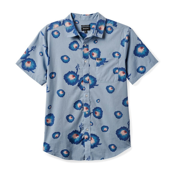Brixton CHARTER PRINT S/S WVN - DUSTY BLUE/PACIFIC BLUE/CORAL