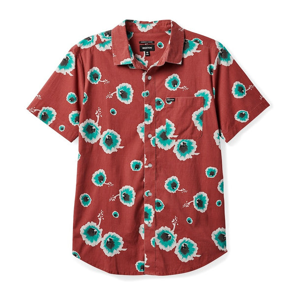 Brixton CHARTER PRINT S/S WVN - DUSTY CEDAR/OFF WHITE/JADE