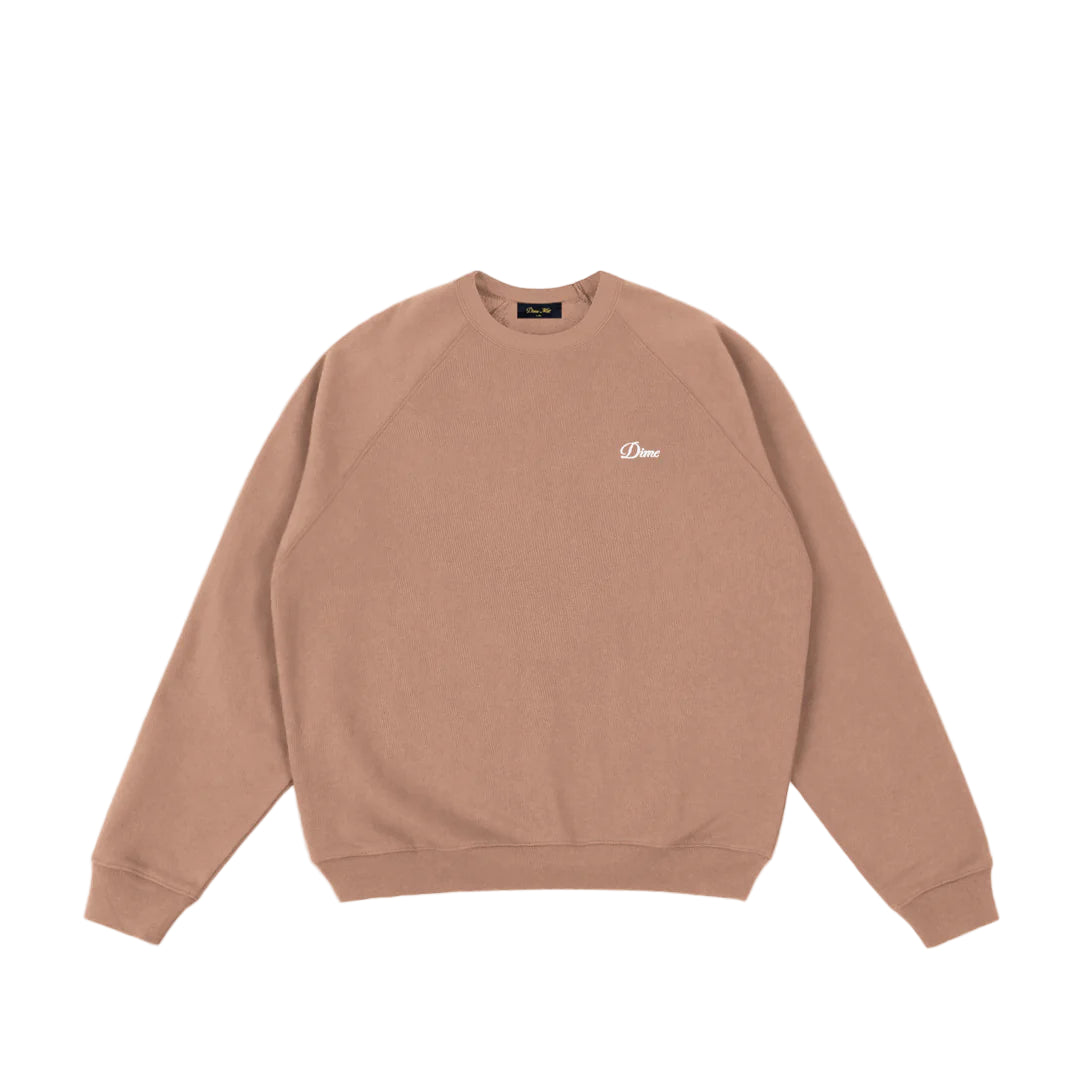 Brown sweatshirt with a logo on a light gray background